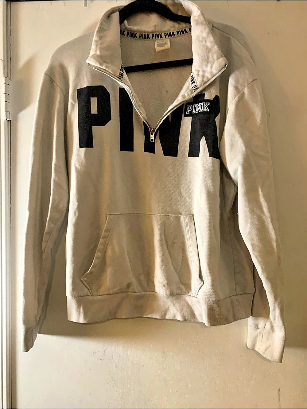 PINK quarter-zip hoodie White Size Medium